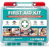 General Medi 110 Pieces Small First Aid Kit - HardCase First Aid Box - Contains Premium Medical Supplies for Travel, Home, Office, Vehicle, Camping, Workplace &amp; Outdoor