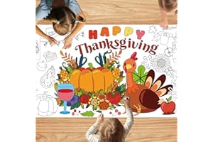 Mchochy 30 x 72 Inches Thanksgiving Giant Coloring Poster/Tablecloth, Paper Table Cover, Jumbo Paper Coloring Banner Games Activities for Kids Gifts, Thanksgiving Party Decorations