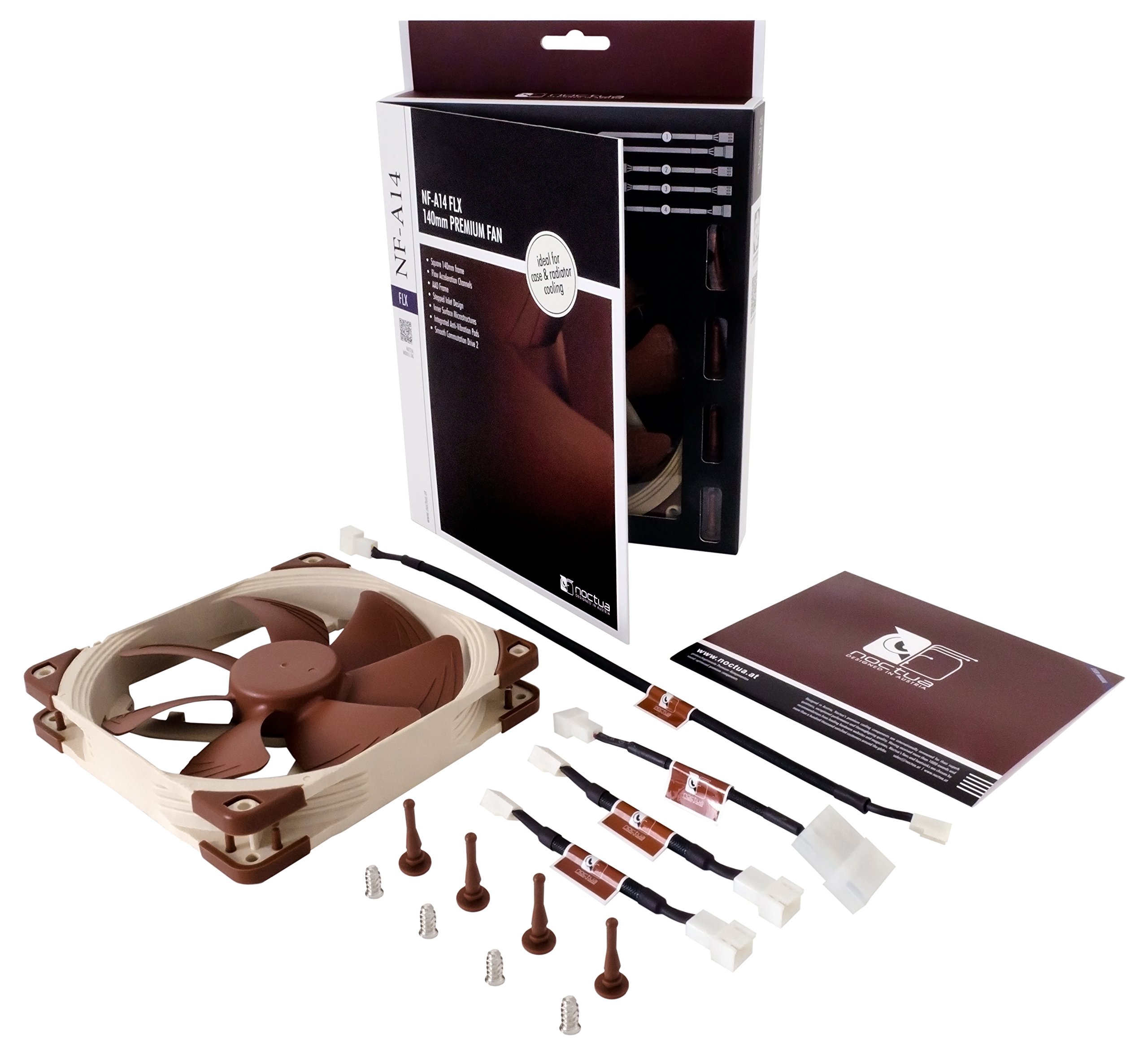Noctua NF-A14 FLX, Premium Quiet Fan, 3-Pin (140mm, Brown)