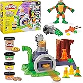 Play-Doh Teenage Mutant Ninja Turtles Slice &amp; Blast Pizza Playset, Bendy 4 Inch Mikey Action Figure, Kids Arts &amp; Crafts, TMNT Toys for Boys &amp; Girls 4+