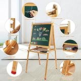 Dripex Bamboo Kids Easel 3-in-1 Double-Sided Magnetic Chalkboard Paper Roll view 4