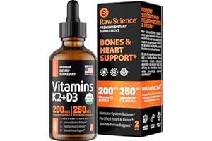 S RAW SCIENCE Liquid Vitamin D3 K2 10000 iu & 200 mcg - Vitamin D with MK7 Vitamin K2 Drops - Bone Density & Heart Support Liquid Vitamins for Women & Men, High Absorption Vit K2 D3 Vitamin Supplement - 2 fl oz
