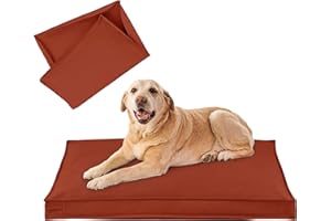 VENESSCO Dog Bed Covers Replacement Washable, Waterproof Dog Bed Cover with Zipper, 44Lx32Wx3H inch Durable Oxford Pet Bed Cover for Outdoor/Indoor Use, Cover Only, Tangerine