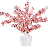 Apeair Artificial Cherry Blossom Branches 3Pcs 40" Faux Silk Cherry Blossom, Fake Flowers with Leaves Bouquet Decorations for Home Living Room Bedroom Table Centerpiece Vase Wedding Decor (Pink)