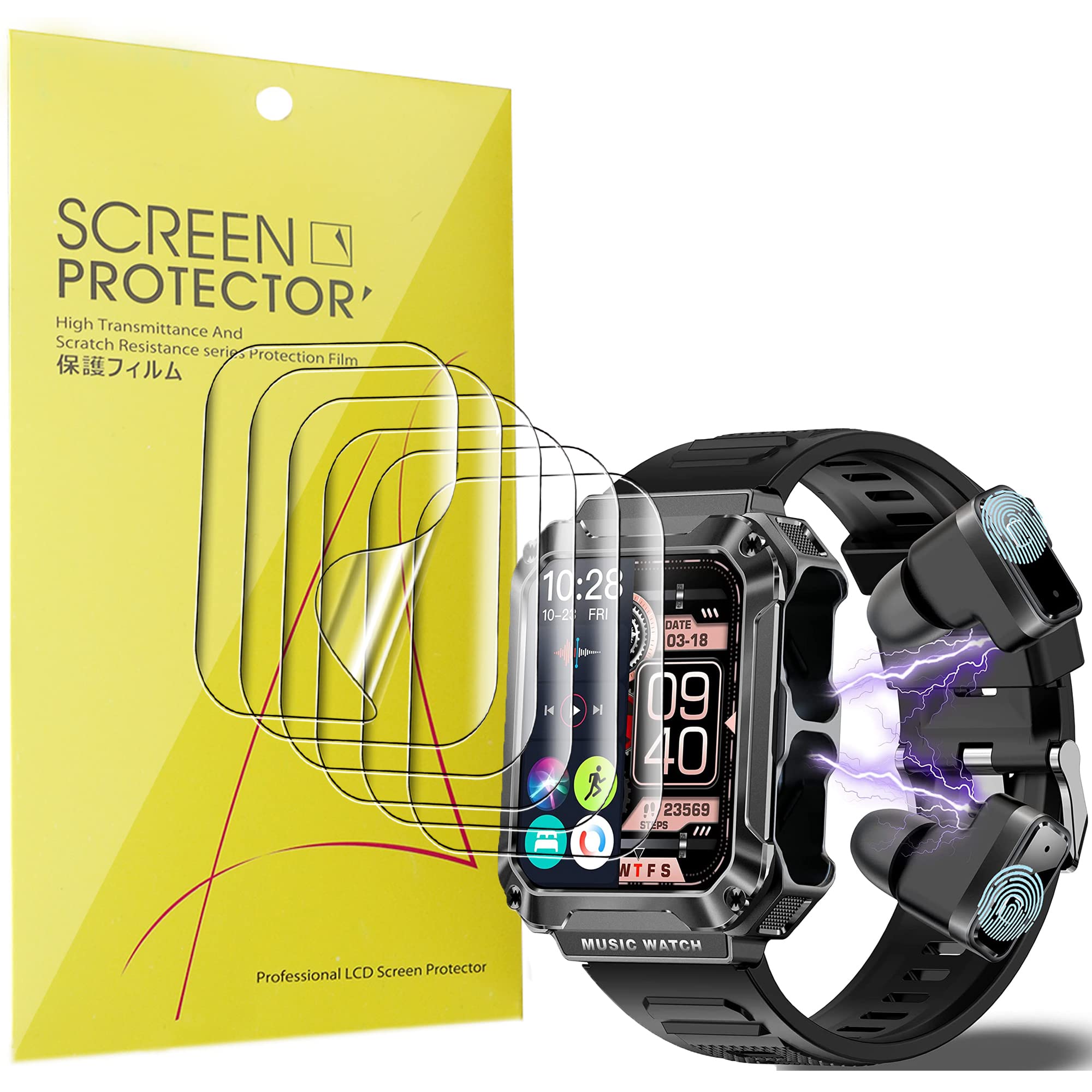 for AVOMEB Smart Watch Screen Protector, [6 Pack] Full Coverage TPU Clear Film Compatible with GUIQU T93 1.96" Full Touch Retina Display Smart Watch/Desong T93/T93 1.96 Smart Watch/AVOMEB T93 (6 pack)