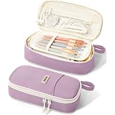 SUNEE Cute Pencil Case, Aesthetic Pen Pouch, Colored Large Pencil Bag with Zipper, Kawaii Stationery Storage and Organizer, School Supplies for Teen and Adult Girls, Purple
