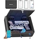 BILLCONCH Gun Safe for Handgun - Biometric Gun Safe 4 Ways Quick Access with Fingerprint/Full-digital Keypad/Key/APP Lock Handgun Pistol Safe for Nightstand Bedside Home