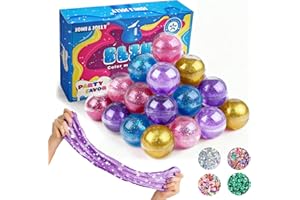 JOMI & JOLLY 24 Pack Clear Slime Kit for Kids - Glitter Crystal Slime Kit for Girls 8-12 with Sequins, Non Sticky Stress Relief Toys for Kids & Adults, Princess Toys, Party Favors, Stress Relief, Classroom Prizes