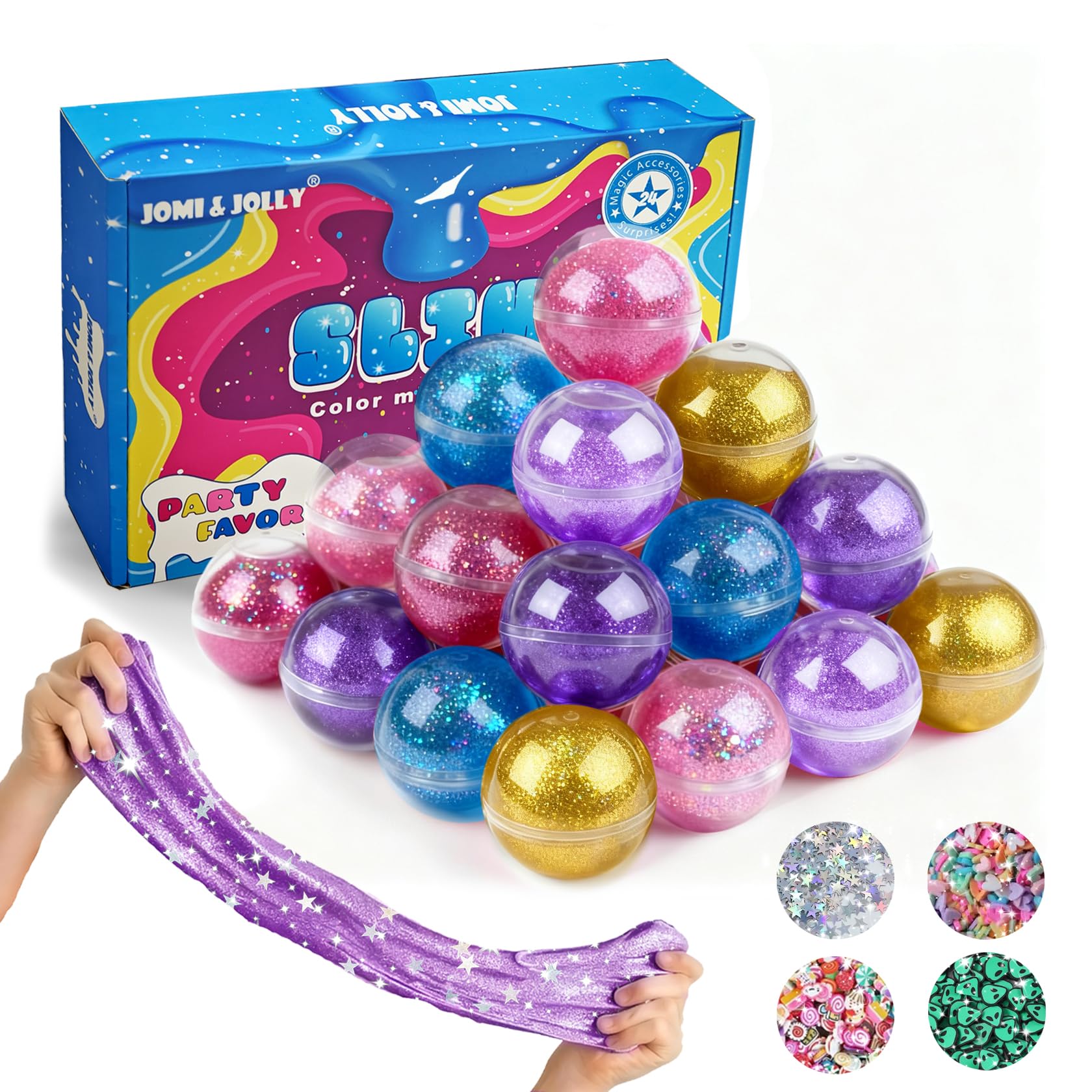 Photo 1 of 24 Pack Clear Slime Kit for Kids - Glitter Crystal Slime Kit for Girls 8-12 with Sequins, Non Sticky Stress Relief Toys for Kids & Adults, Princess Toys, Party Favors, Stress Relief, Classroom Prizes