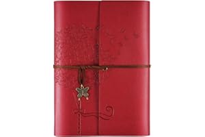 Leather Notebook Journal, Travel Journal with 2 Pockets, Vintage Refillable Journal for Writing, Diary Journal for Women, Men