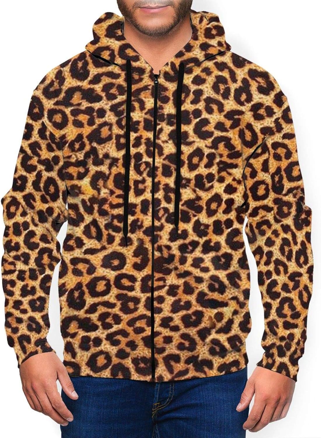 Sudadera con capucha para hombre, estampado de leopardo, blusa, Negro