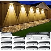 KEILAIMO Solar Fence Lights Outdoor, 12 Pack IP65 Waterproof Fence Lights Solar Powered with Ultra-Bright LED Lens, 9 Color Modes, 12+ Hours Steady Glow for Deck/Backyard/Patio/Pool/Wall - Black