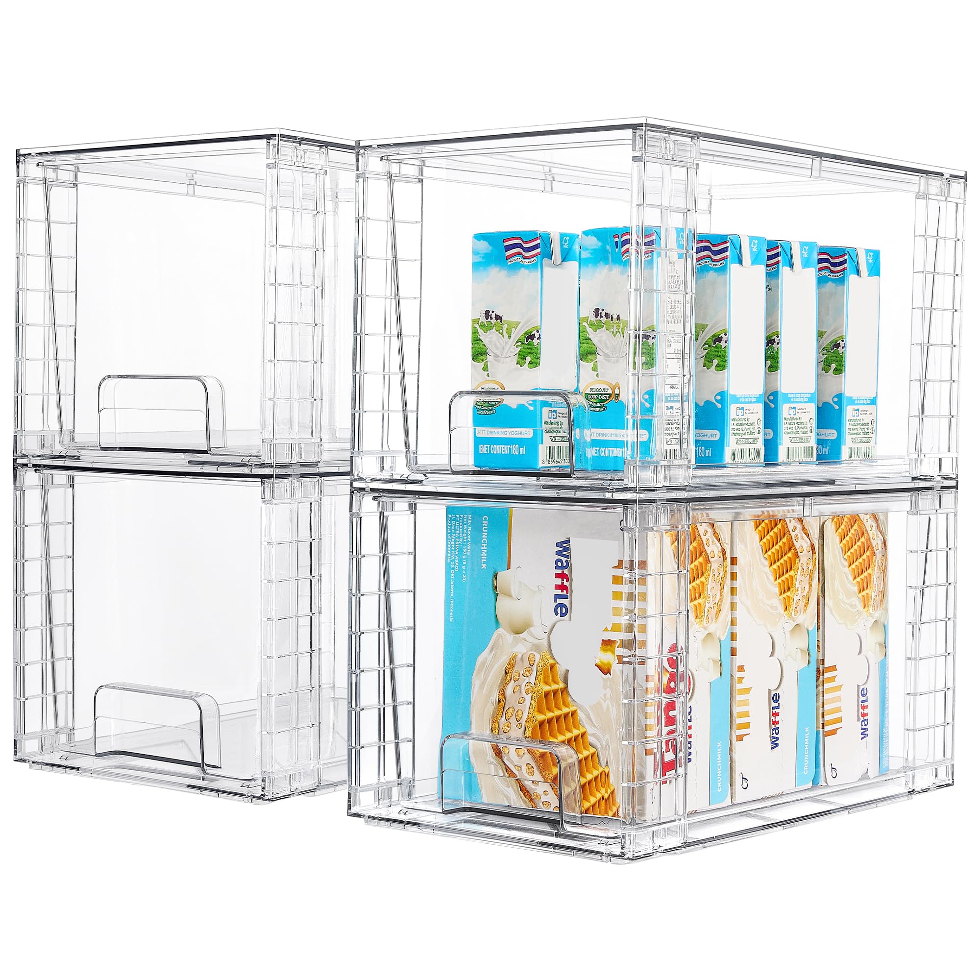 Photo 1 of ***DOESN'T STAY ASSEMBLED*** Vtopmart 4Pack Large Stackable Kitchen Pantry Storage Drawers, Clear Organizer Bins with Handles, Acrylic Drawer Organizers for Kitchen Pantry, Bathroom Undersink, Cabinet Organization and Storage