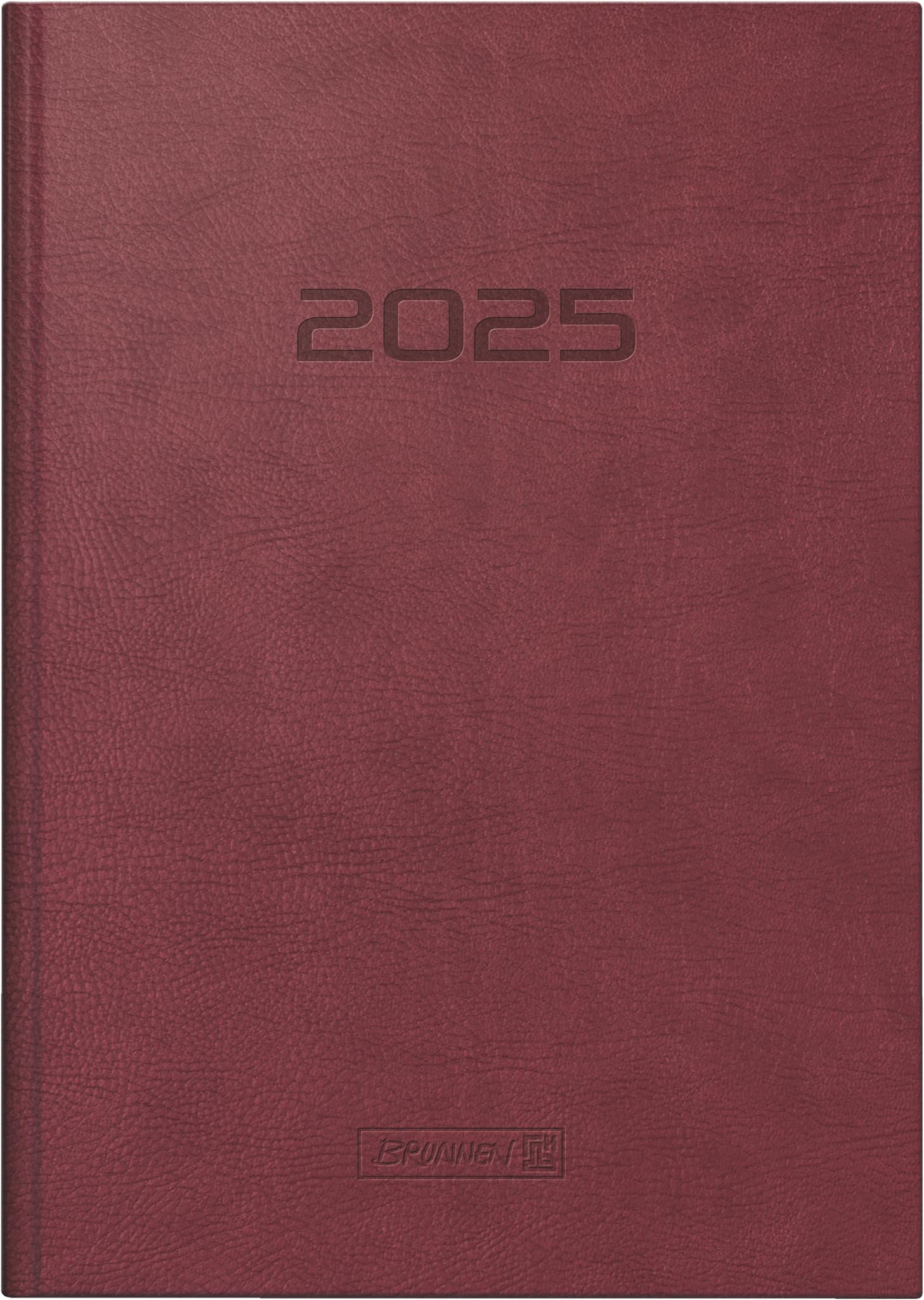 BRUNNEN Book calendar model 795 (2025), 1 page = 1 day, A5, 352 pages, faux leather cover, Prestige, brown