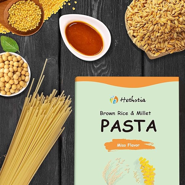 HETHSTIA ORGANIC RICE NOODLES 60.74 OZ GLUTEN-FREE BROWN RICE AND MILLET NOODLES 6 PACKS NON-GMO MISO RAMEN SOUP WHOLE GRAIN SPAGHETTI PASTA WITH MISO GOURMET BROTH, KOSHER, HEALTHY DIET FOR CHILDREN