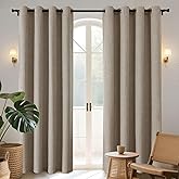Joydeco Blackout Curtains 96 Inches Long 2 Panels Burg, Room Darkening Curtains for Bedroom, 100% Black Out Textured Thermal Drapes Privacy Protection 2 Panels Set(W52 x L96 Inch, Linen)