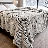 Faux Fur Throw Blanket, Checkered Fuzzy Soft Plush Throw Blanket for Couch, Double Sided Rabbit Luxe Fur Thick Blanket Housewarming Gifts for Women Mom Wife Christmas Birthday for Room Decor,60"x80"