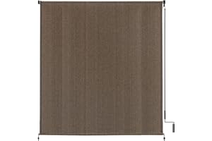 VICLLAX Outdoor Roller Shade Fabric for Porch Gazebo, Patio Cordless Blinds Roll Up Shade (9' W X 8' L), Mocha