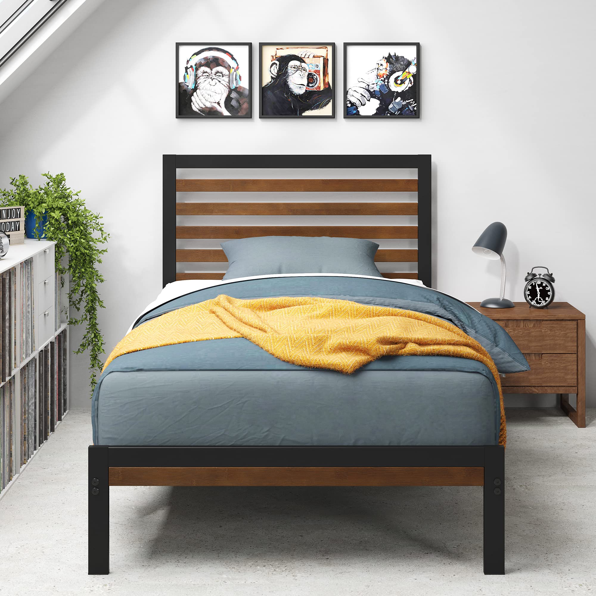 Letto Zinus Van 140x190 Cm Con Contenitore - Struttura In Metallo, Altezza 41 Cm, Nero - Foto 4