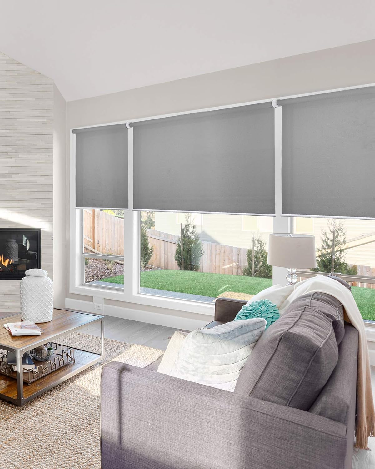 CHICOLOGY Cordless Roller Shades Snap-N'-Glide Window Treatments Perfect for Living Room/Bedroom/Nursery/Office and More, 70" W X 72" H, Urban Grey (Light Filtering): Home & Kitchen