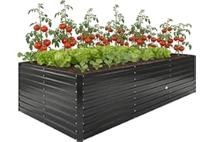 Outsunny Galvanized Raised Garden Bed, 8' x 4' x 2' Large Outdoor Metal Planter Box, Standing Raised Bed for Growing Flowers,