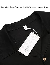 COOFANDY Men Beach Linen Shirts Boho Hippie Shirts