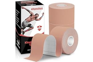 Kinesiology Tape(3 Rolls pack), Elastic Therapeutic Sports Tape Pro for Shoulder Knee Elbow Ankle, Waterproof, Breathable, La