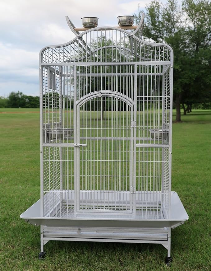 New Large Wrought Iron Open/Close Play Top Bird Parrot