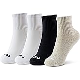 Kamo Fitness Daily 4-Pack – Women's Ankle Socks, Athletic Half Crew, Cotton Mid-Calf, Cushioned Sole, Seamless Toe, Size 5-9