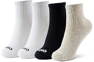Kamo Fitness Daily 4-Pack – Women's Ankle Socks, Athletic Half Crew, Cotton Mid-Calf, Cushioned Sole, Seamless Toe, Size 5-9