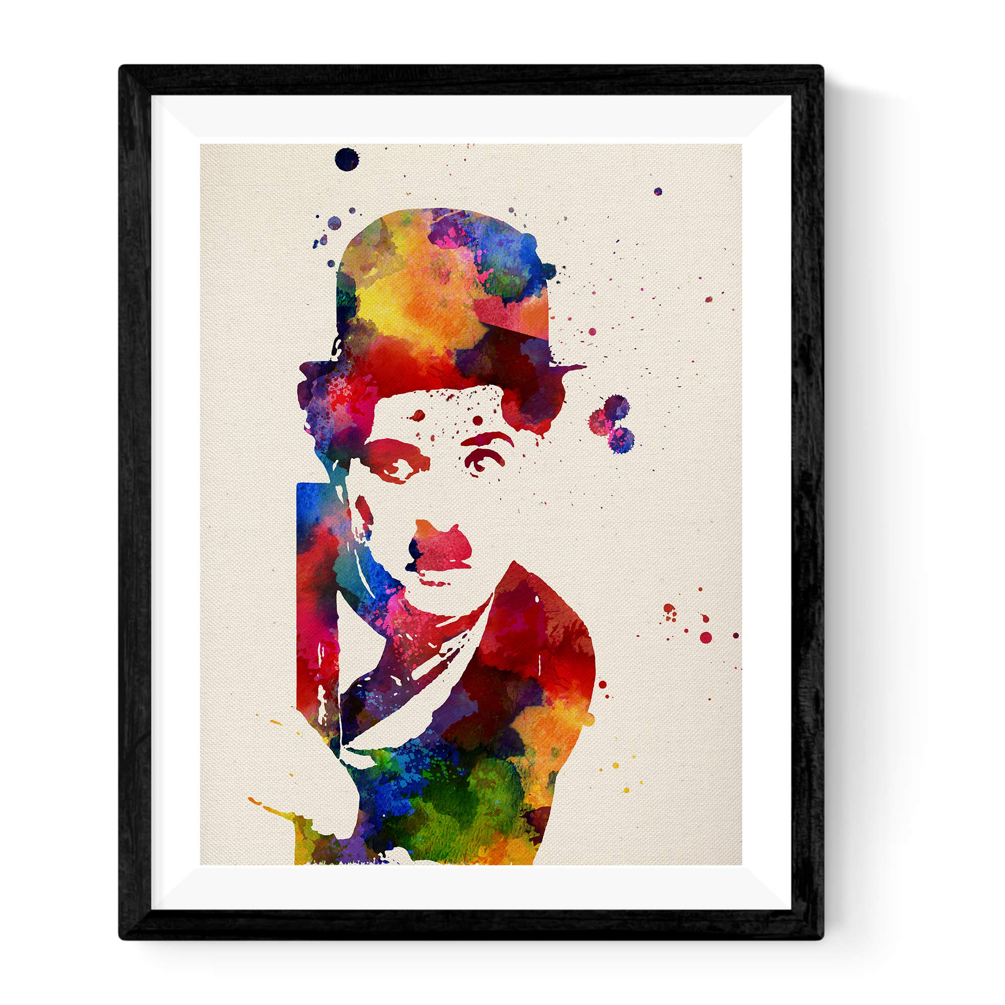 Nacnic Charlie Chaplin Poster smiling with watercolor design. Mix with watercolor style sheets for interior decoration. A4 size — image 1