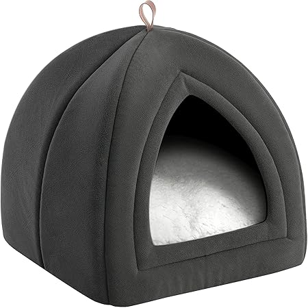 grey cat igloo bed