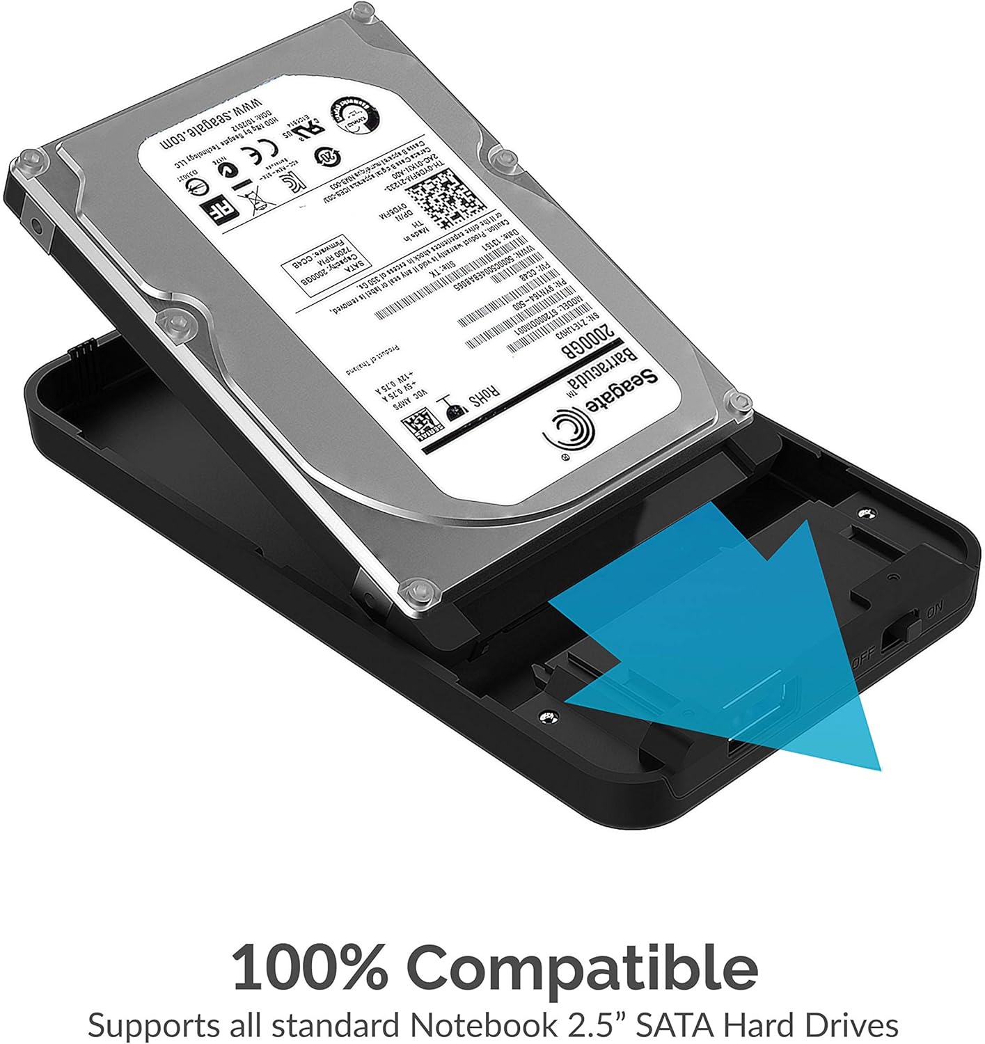 Sabrent 2.5-Inch SATA to USB 3.0 Tool-Free External Hard Drive Enclosure [Optimized for SSD, Support UASP SATA III] Black (EC-UASP): Computers & Accessories