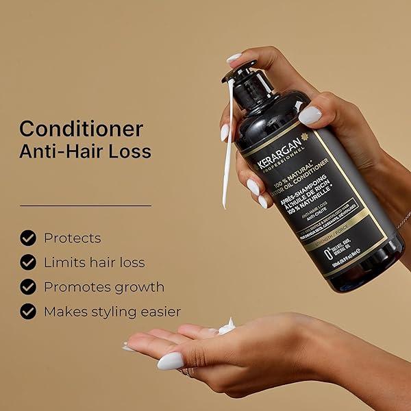 KERARGAN – ANTI-HAIR LOSS CONDITIONER WITH CASTOR OIL – DETANGLING & NOURISHING FOR DRY AND BRITTLE HAIR – ENRICHED WITH KERATIN AND ARGAN OIL – SULFATE-FREE, GMO-FREE, MINERAL OIL-FREE – 16.9 FL OZ