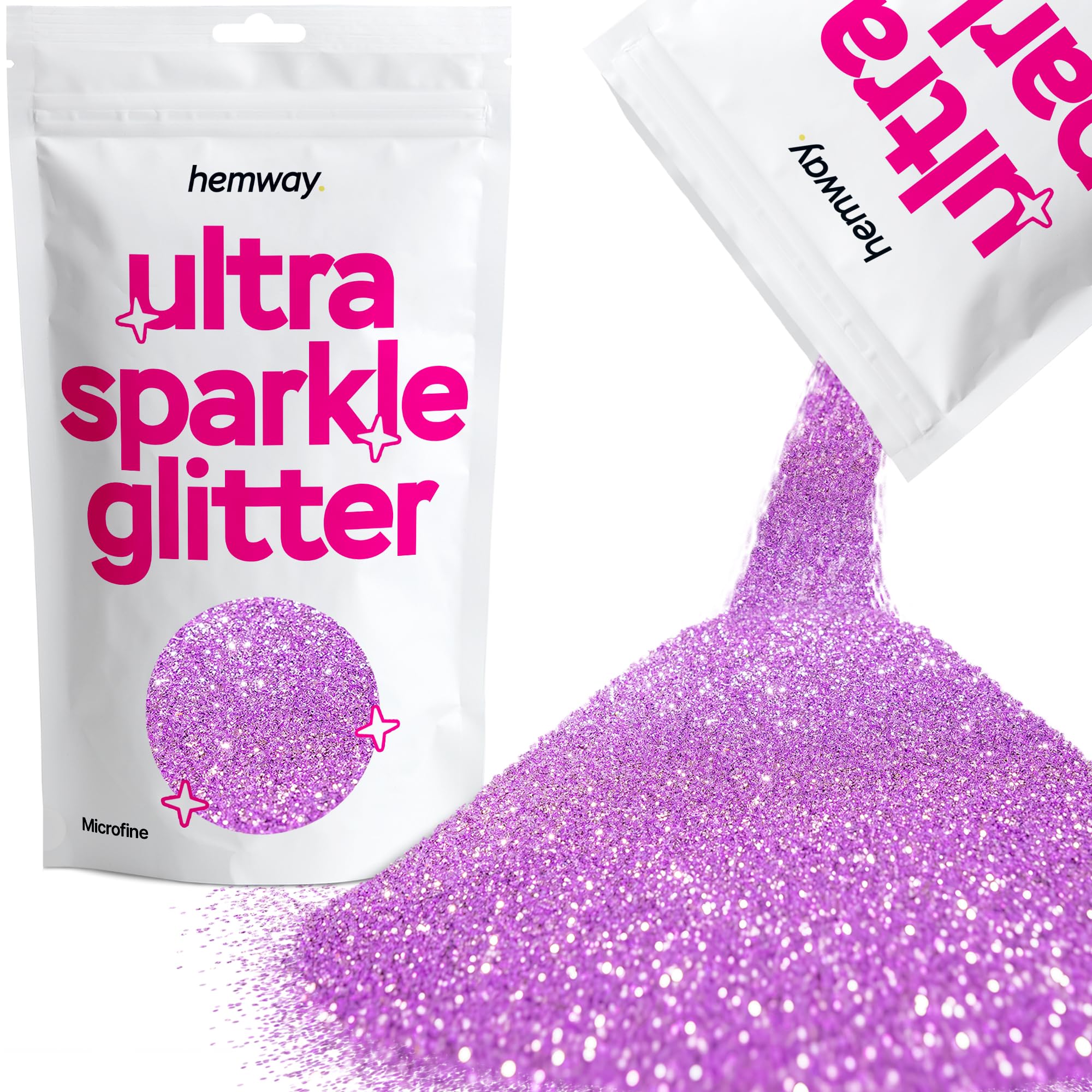 Hemway Ultra Sparkle Glitter Lavender Purple 100g Microfine | Glitter for Arts & Craft, Makeup, Nail Art, Crafting, Card Making, Sparkle Decoration