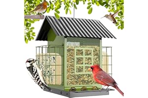 FlowaFoli Bird Feeders for Outdoors Hanging, Metal Bird Feeder with Double Suet Cage Cake, Large Capacity, Birdfeeders Sturdy & Weatherproof, Easy to Clean & Refill, Great for Attracting Wild Birds