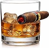 Godinger Gifts for Men, Cigar Whiskey Glass, Old Fashioned Whiskey Glasses With Indented Cigar Rest, Gifts for Dad
