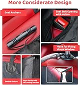 KYG Car Seat Cover Hammock with Side Protection 135 x 148 cm Red Black view 4