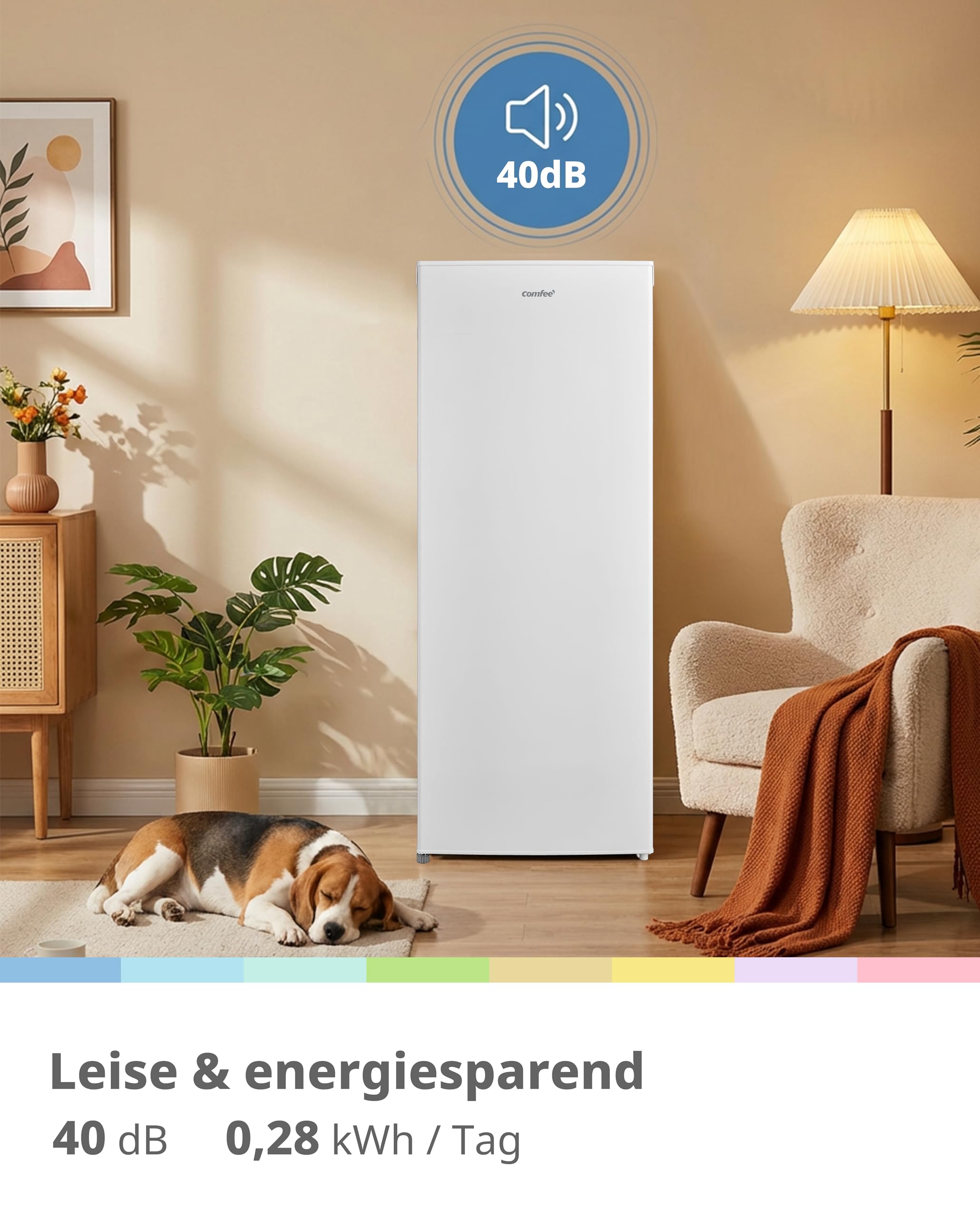 Comfee RCD235WH2EU(E) Kühlschrank, 230L Kühlschrank ohne Gefrierfach, 40 dB leise, LED-Licht, 1–10°C einstellbar, wechselbarer Türanschlag, Mehrfach-Glasablagen, Obst- & Gemüseschublade, Weiß 4