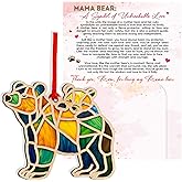 BlinkWishes Birthday Gift for Mom, Mom Birthday Gifts from Daughter Son with Seal and Envelope, Mama Bear Ornament with Story Card, Bear Hanging Ornament