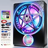 1600W Full-Range Car Subwoofer, 10" Under Seat Subwoofers With Amp, Powered Subwoofer with Built-in Class D Amplifier, Touch Control, Physical Switch Color-Changing Pulsating LED Ambient Lighting subs