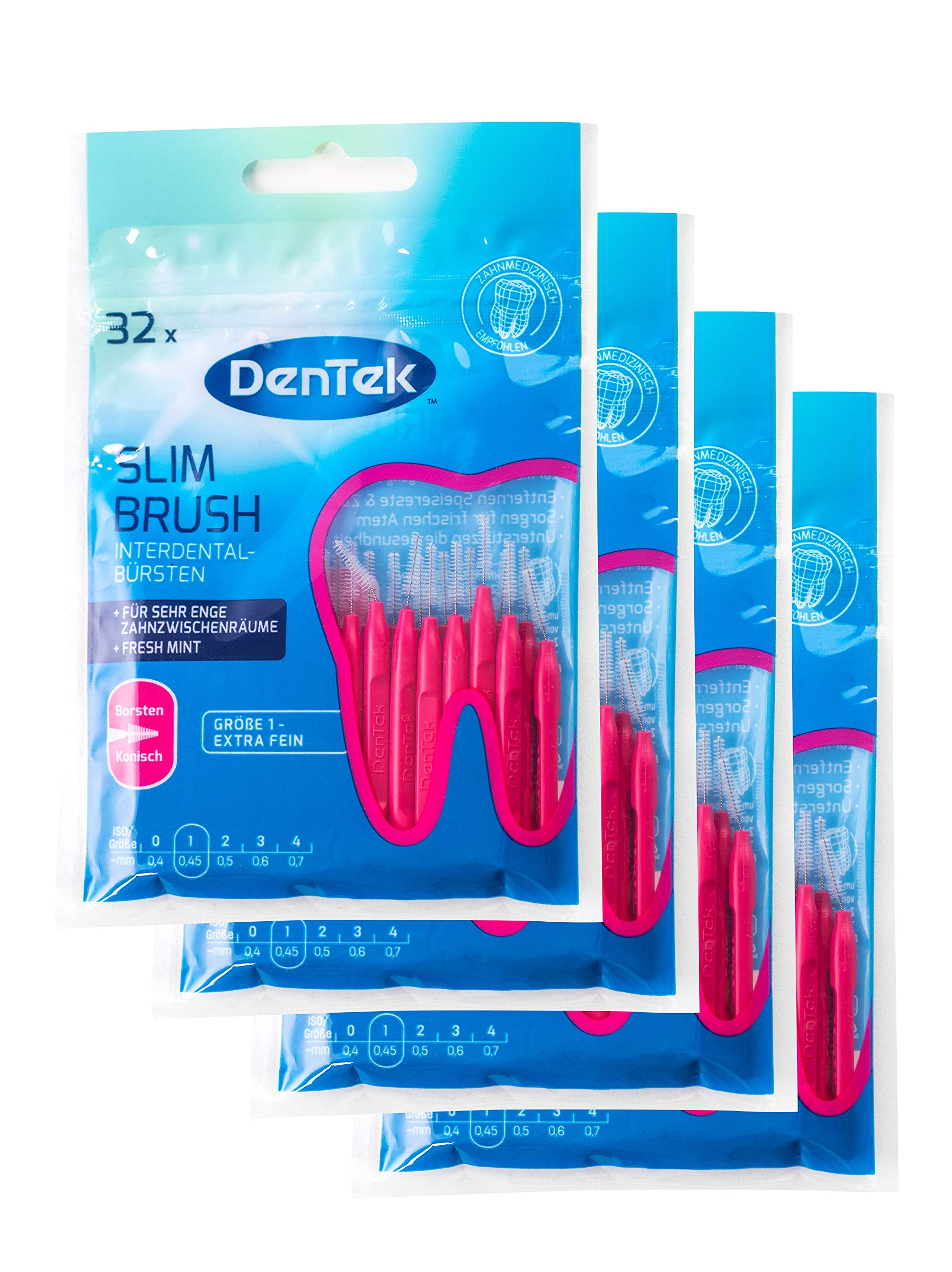 4x Interdental Brushes Extra Fine DenTek 2-3 mm Pack of 32 Slim Brush Value Pack