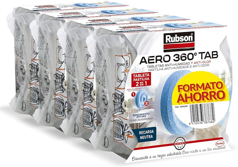 Aero 360° Tab Tabletas Recambio Deshumidificador, 4 Recargas x 450 g
