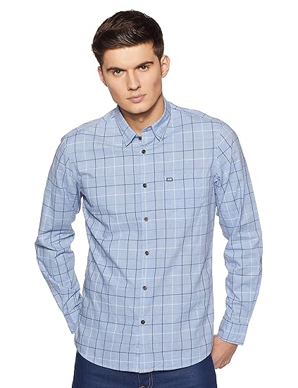 arrow sports men's checkered slim fit casual shirt
