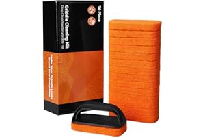 RUSHARE 16-Piece Griddle Cleaning Kit for Blackstone, Grill Cleaner Scouring Pads - 15 Scrubber Pads and 1 Handle, Easy Cleaning on Hot or Cold Surfaces