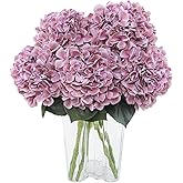 Coferset 3Pcs Large Hydrangea Artificial Flowers 24.8" Real Touch Faux Hydrangea Latex Fake Flowers with Bendable Stems for Wedding Bouquet Centerpieces Home Party Decor(Dark Pink)