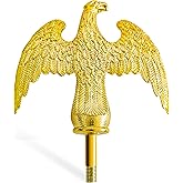 Hooomyai Gold Eagle Flag Pole Topper, Eagle Finial Flagpole Topper Gold Ornament for 20/25/30Ft Telescopic/Sectional Flagpoles Outside House