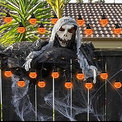 Konictom Halloween Hooded Pumpkin Curtain Lights