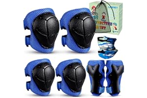 LANNEY Kids Knee Pads and Elbow Pads Set for 3-13 Years, Kids Toddler 3 in 1 Protective Gear Set with Wrist Guards for Skateboard, Scooter, Cycling, Riding Sports, Gift for Youth Boys Girls