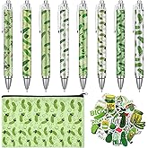 Frienda Pickle Stationery Set Gifts for Pickle Lovers Gel Ink Pens Retractable Pens 0.5 mm Funny Stickers and Pencil Bag Teacher Appreciation Graduation Gift for Office Home Supplies